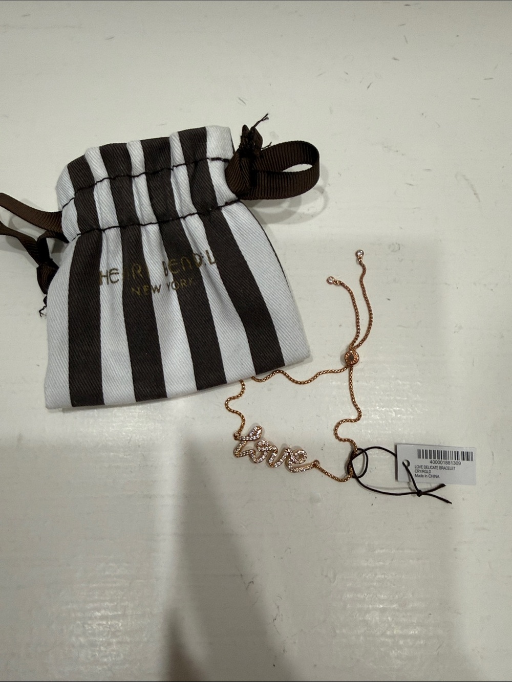 Henri Bendel Rose Gold 'Love' Script Bracelet